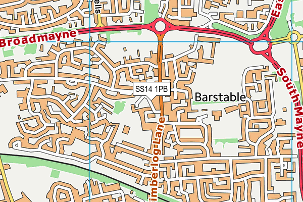 SS14 1PB map - OS VectorMap District (Ordnance Survey)