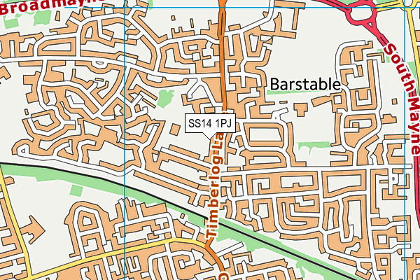 SS14 1PJ map - OS VectorMap District (Ordnance Survey)