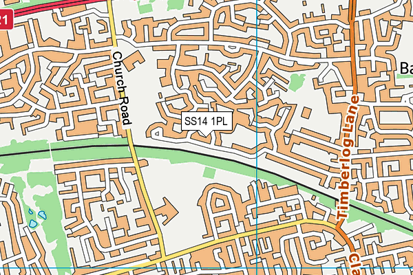 SS14 1PL map - OS VectorMap District (Ordnance Survey)