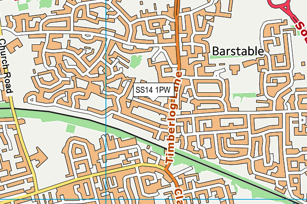 SS14 1PW map - OS VectorMap District (Ordnance Survey)