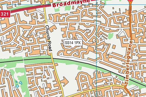 SS14 1PX map - OS VectorMap District (Ordnance Survey)