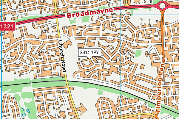 SS14 1PY map - OS VectorMap District (Ordnance Survey)