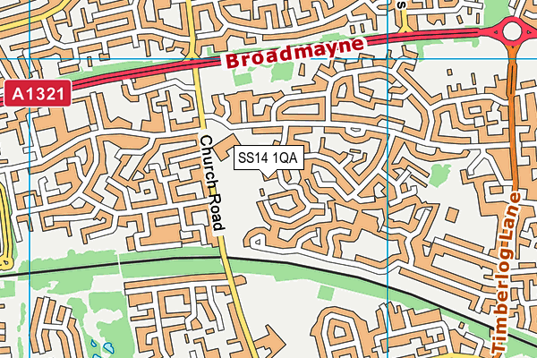 SS14 1QA map - OS VectorMap District (Ordnance Survey)