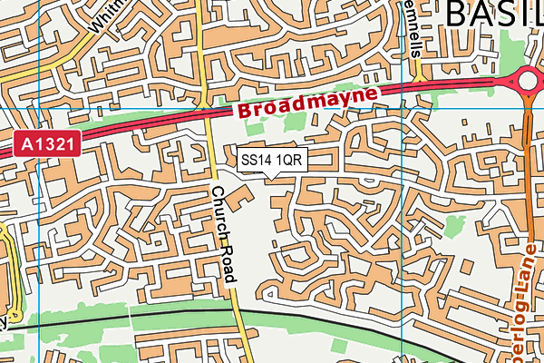 SS14 1QR map - OS VectorMap District (Ordnance Survey)