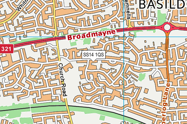 SS14 1QS map - OS VectorMap District (Ordnance Survey)