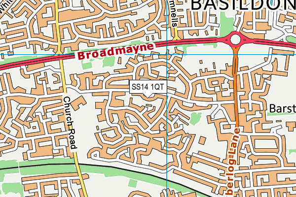 SS14 1QT map - OS VectorMap District (Ordnance Survey)