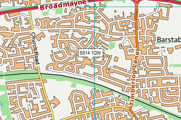 SS14 1QW map - OS VectorMap District (Ordnance Survey)