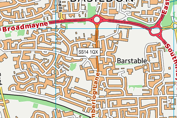 SS14 1QX map - OS VectorMap District (Ordnance Survey)