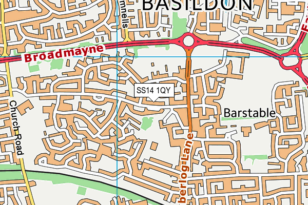 SS14 1QY map - OS VectorMap District (Ordnance Survey)