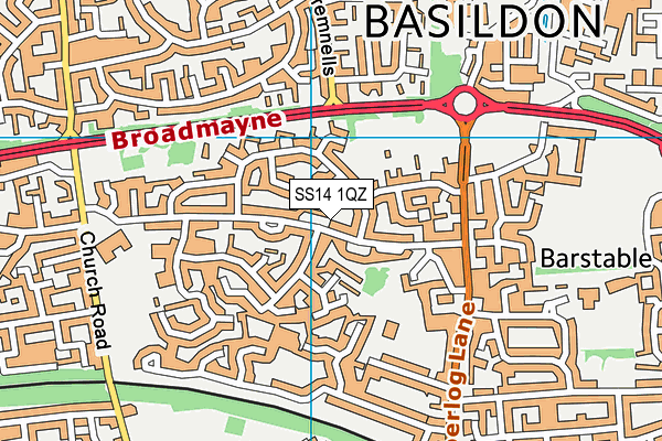 SS14 1QZ map - OS VectorMap District (Ordnance Survey)