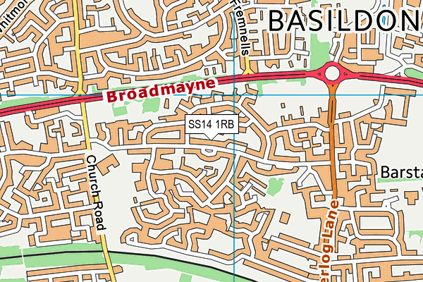 SS14 1RB map - OS VectorMap District (Ordnance Survey)