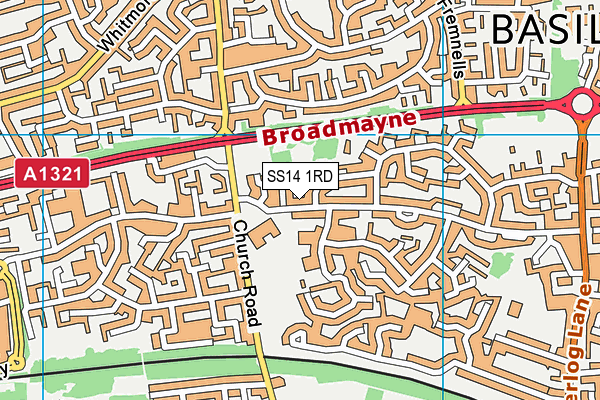 SS14 1RD map - OS VectorMap District (Ordnance Survey)