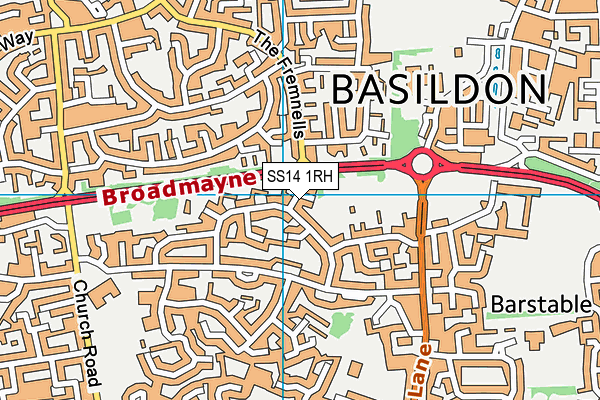 SS14 1RH map - OS VectorMap District (Ordnance Survey)