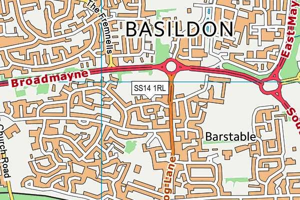 SS14 1RL map - OS VectorMap District (Ordnance Survey)