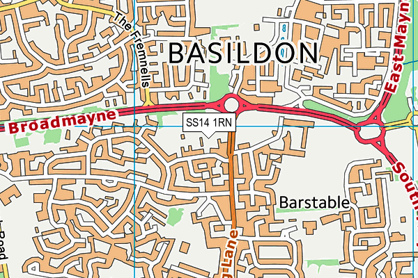 SS14 1RN map - OS VectorMap District (Ordnance Survey)