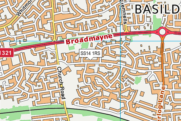 SS14 1RS map - OS VectorMap District (Ordnance Survey)