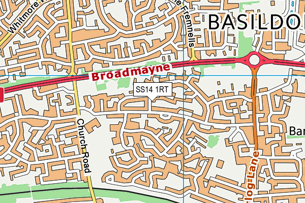 SS14 1RT map - OS VectorMap District (Ordnance Survey)