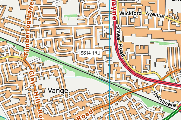 SS14 1RU map - OS VectorMap District (Ordnance Survey)