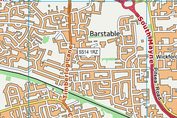 SS14 1RZ map - OS VectorMap District (Ordnance Survey)