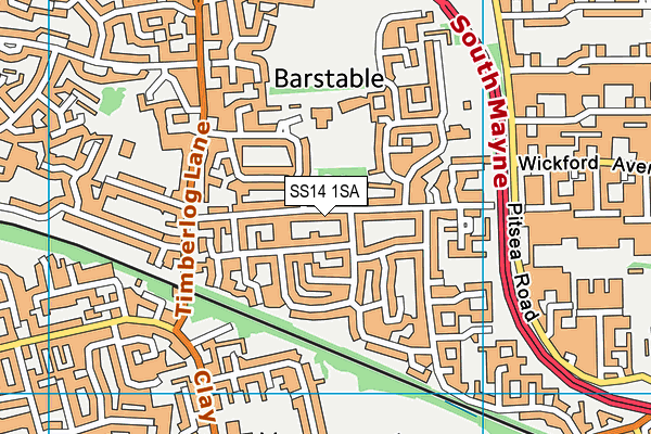 SS14 1SA map - OS VectorMap District (Ordnance Survey)