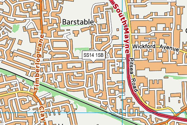 SS14 1SB map - OS VectorMap District (Ordnance Survey)