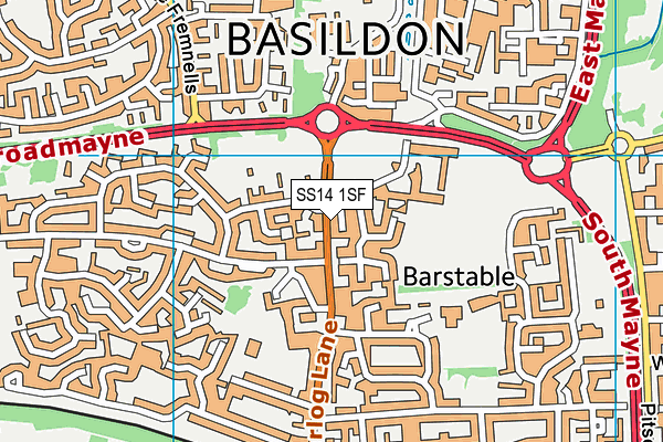 SS14 1SF map - OS VectorMap District (Ordnance Survey)