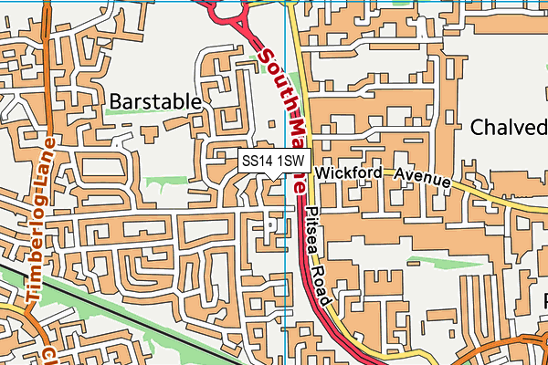 SS14 1SW map - OS VectorMap District (Ordnance Survey)