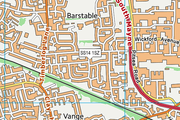 SS14 1SZ map - OS VectorMap District (Ordnance Survey)