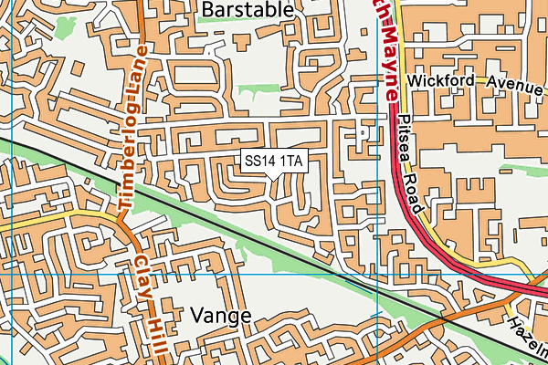SS14 1TA map - OS VectorMap District (Ordnance Survey)