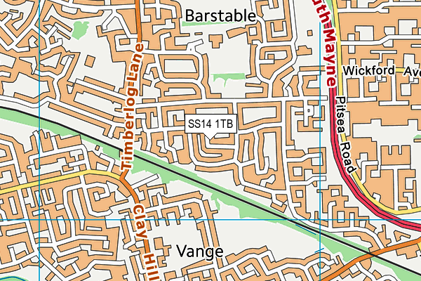 SS14 1TB map - OS VectorMap District (Ordnance Survey)