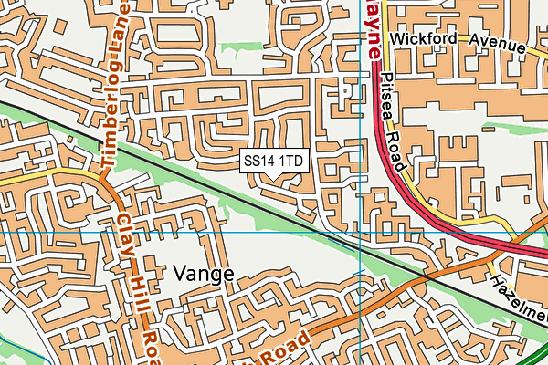 SS14 1TD map - OS VectorMap District (Ordnance Survey)