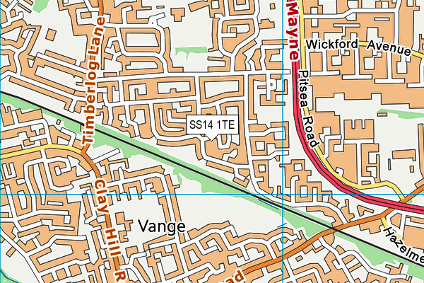 SS14 1TE map - OS VectorMap District (Ordnance Survey)