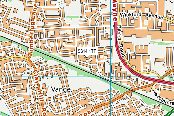 SS14 1TF map - OS VectorMap District (Ordnance Survey)