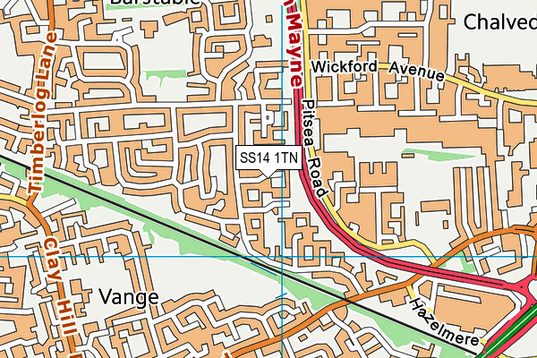 SS14 1TN map - OS VectorMap District (Ordnance Survey)