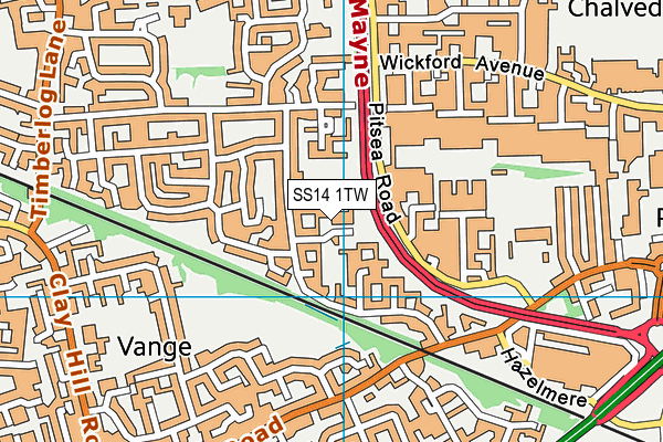 SS14 1TW map - OS VectorMap District (Ordnance Survey)