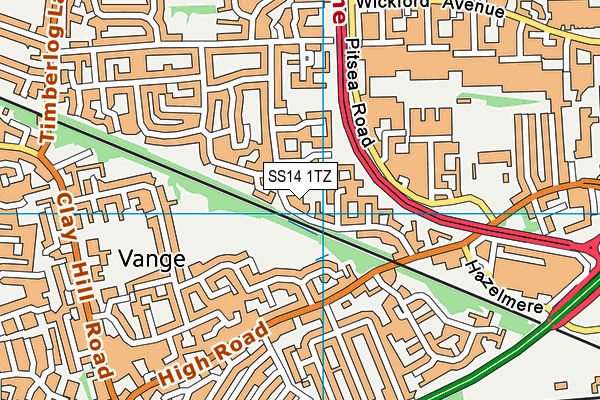 SS14 1TZ map - OS VectorMap District (Ordnance Survey)