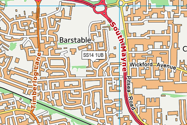 SS14 1UB map - OS VectorMap District (Ordnance Survey)
