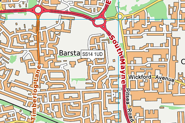 SS14 1UD map - OS VectorMap District (Ordnance Survey)