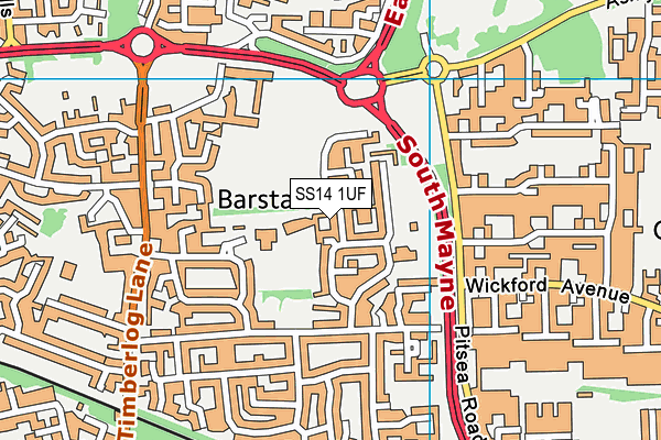 SS14 1UF map - OS VectorMap District (Ordnance Survey)