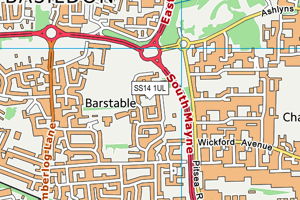 SS14 1UL map - OS VectorMap District (Ordnance Survey)