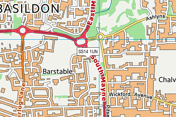 SS14 1UN map - OS VectorMap District (Ordnance Survey)