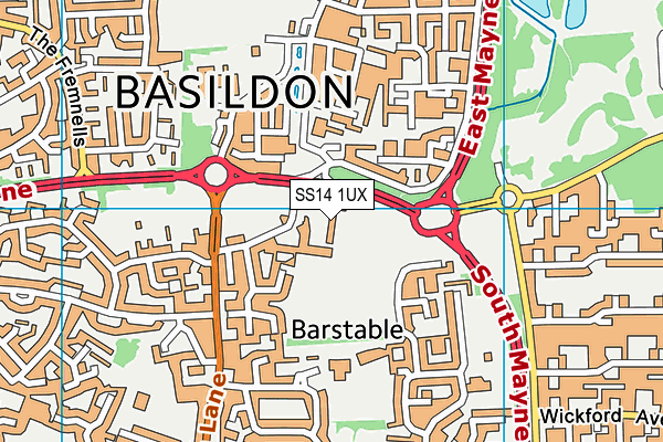 The Basildon Lower Academy map (SS14 1UX) - OS VectorMap District (Ordnance Survey)
