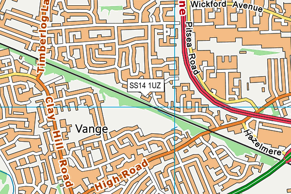 SS14 1UZ map - OS VectorMap District (Ordnance Survey)