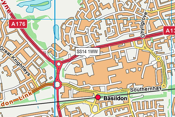 SS14 1WW map - OS VectorMap District (Ordnance Survey)