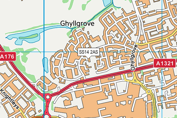 SS14 2AS map - OS VectorMap District (Ordnance Survey)