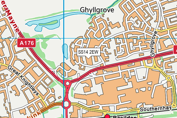 SS14 2EW map - OS VectorMap District (Ordnance Survey)