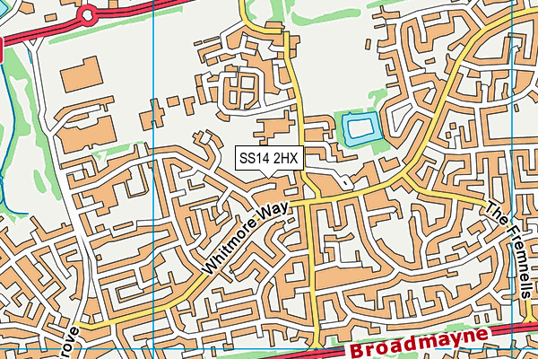 SS14 2HX map - OS VectorMap District (Ordnance Survey)
