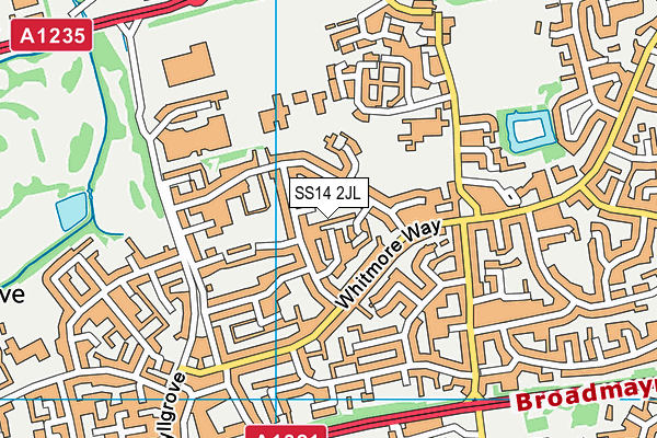 SS14 2JL map - OS VectorMap District (Ordnance Survey)