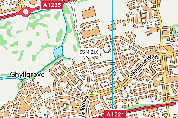 SS14 2JX map - OS VectorMap District (Ordnance Survey)