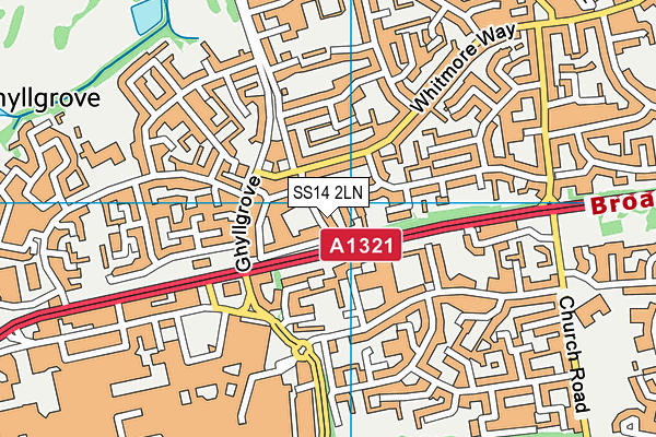 SS14 2LN map - OS VectorMap District (Ordnance Survey)